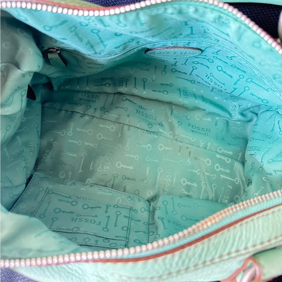 FOSSIL MADDOX Mint Green Leather Handbag and Wallet Set - Picture 7 of 16